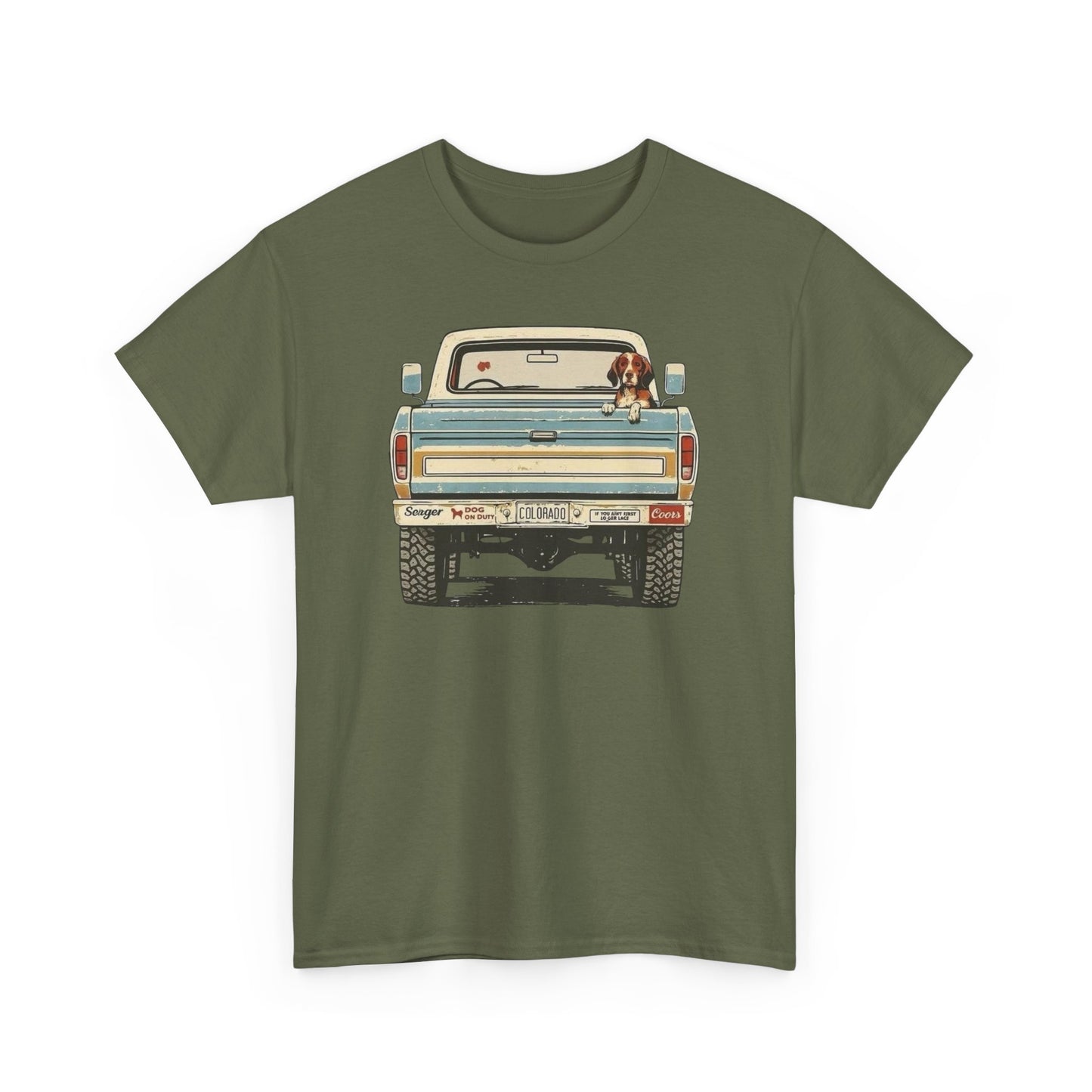 Mans Best Friend In Pickup Truck USA Graphic T Shirt NEW Unisex Heavy Cotton Tee