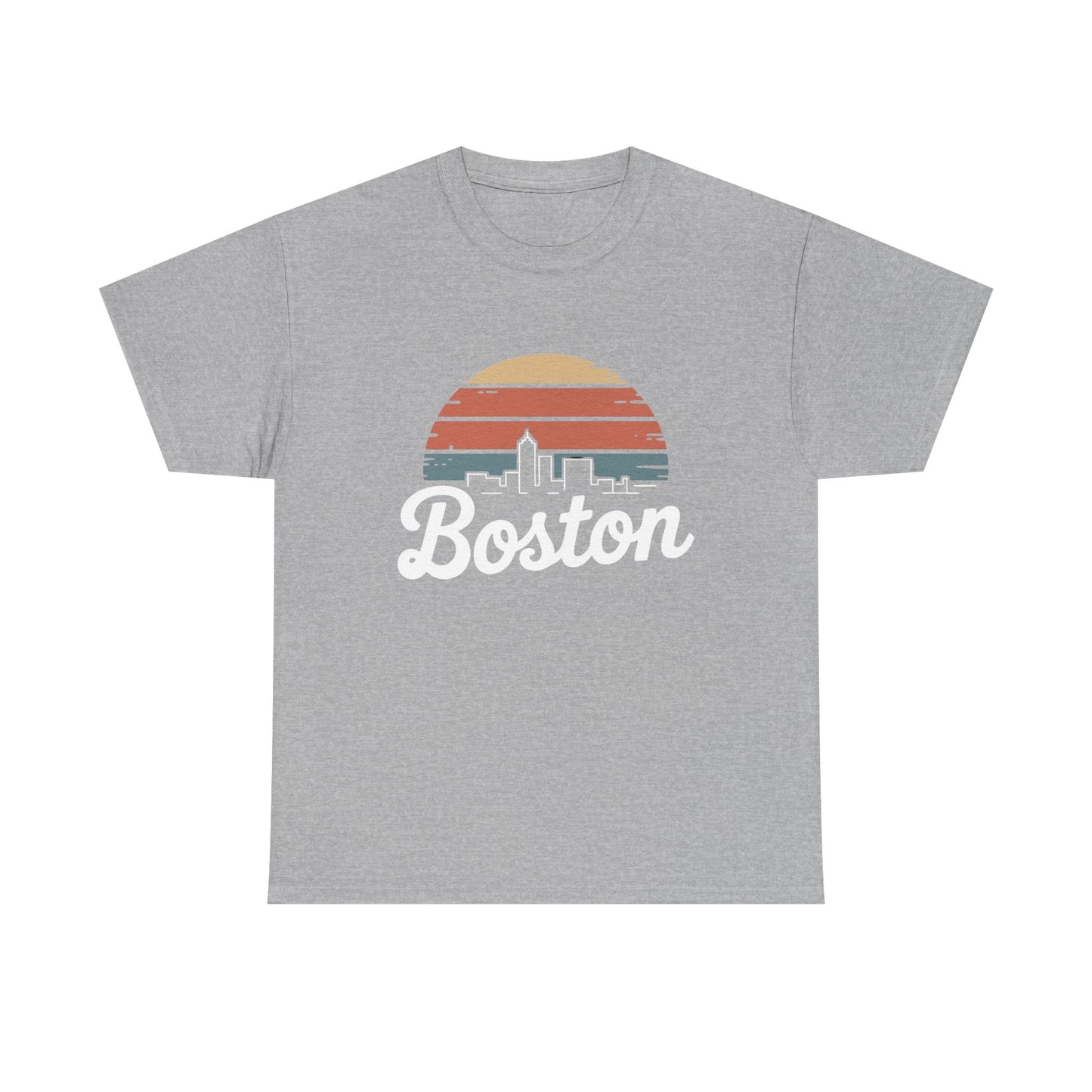 Boston Mass Skyline Graphic T Shirt NEW GIFT Unisex Heavy Cotton Tee