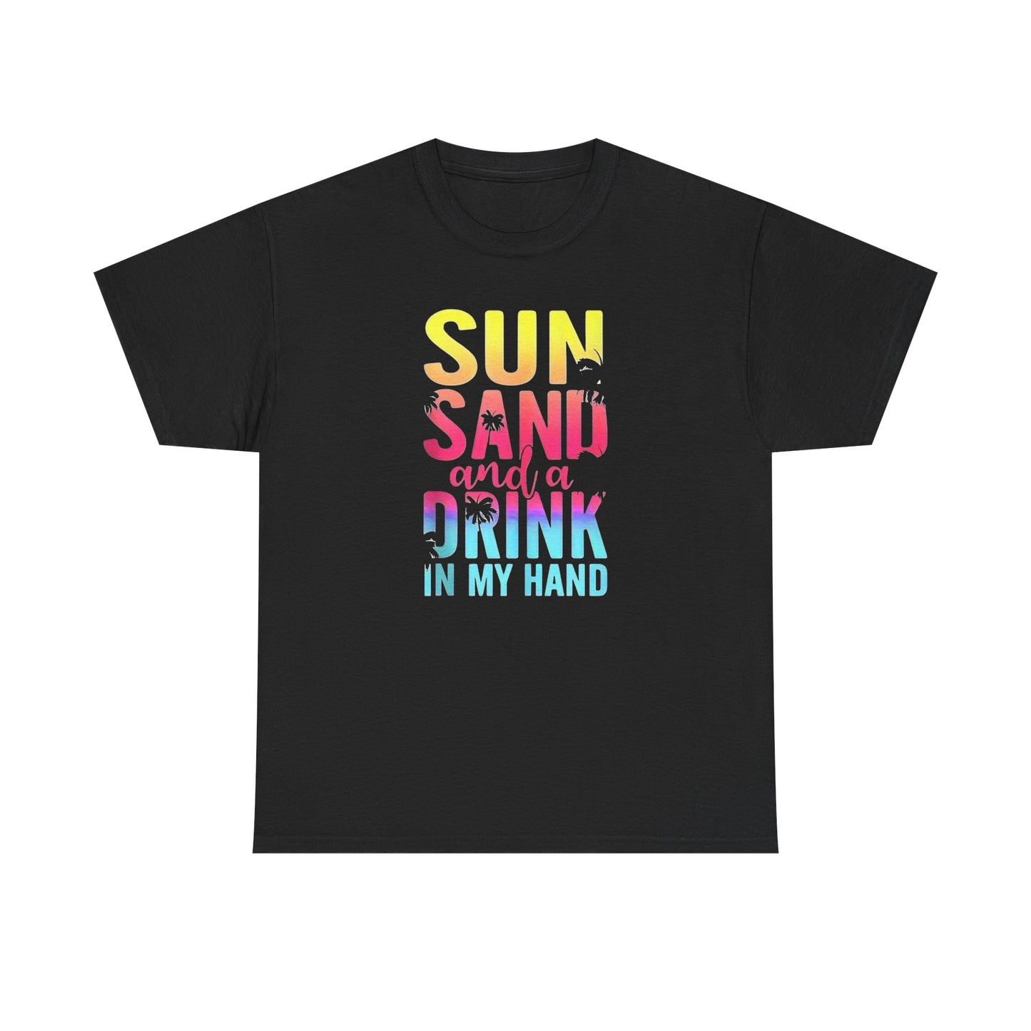 Sun And Sand Drinks Graphic T-Shirt Men's Women's Heavy Cotton Tee NEW GIFT