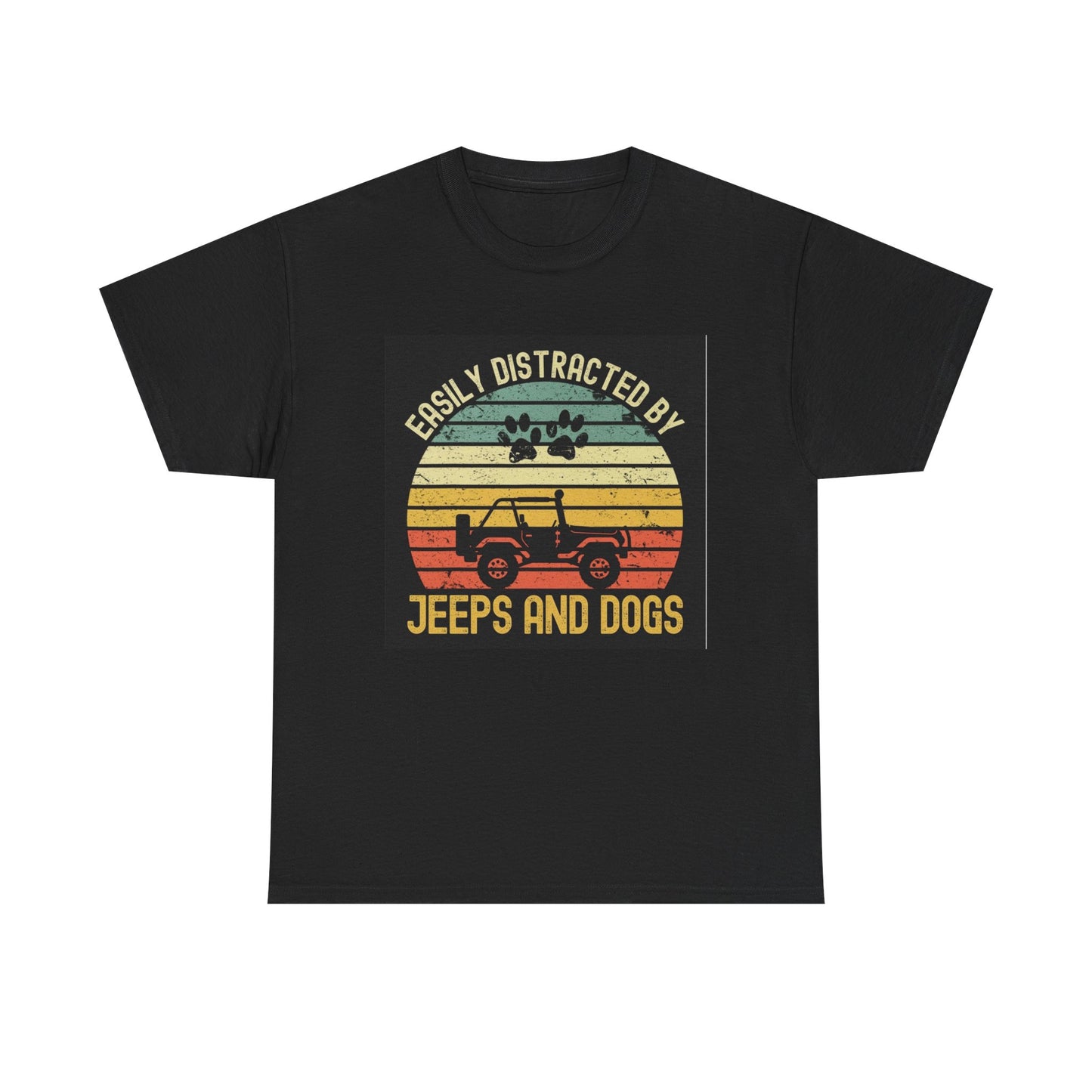 Jeeps And Dogs Tshirt Offroading Retro Vibes Unisex Heavy Cotton Tee