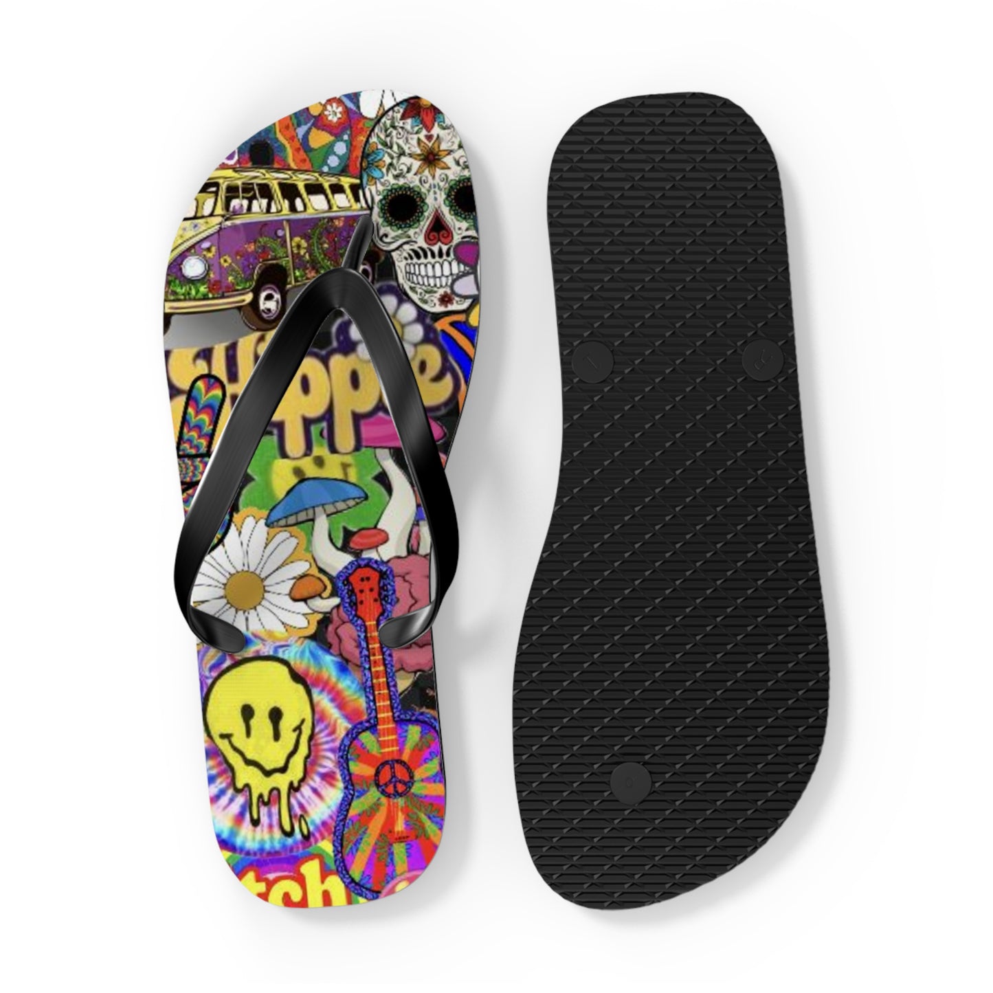 Hippy Trippy Vibes Beach Sandals, Slides for Summer, Flip Flops, Water Resistant