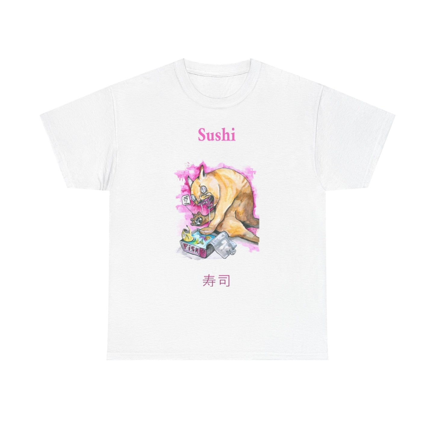 Sushi T Shirt Funny Retro Japanese Comic Art Unisex Heavy Cotton Tee