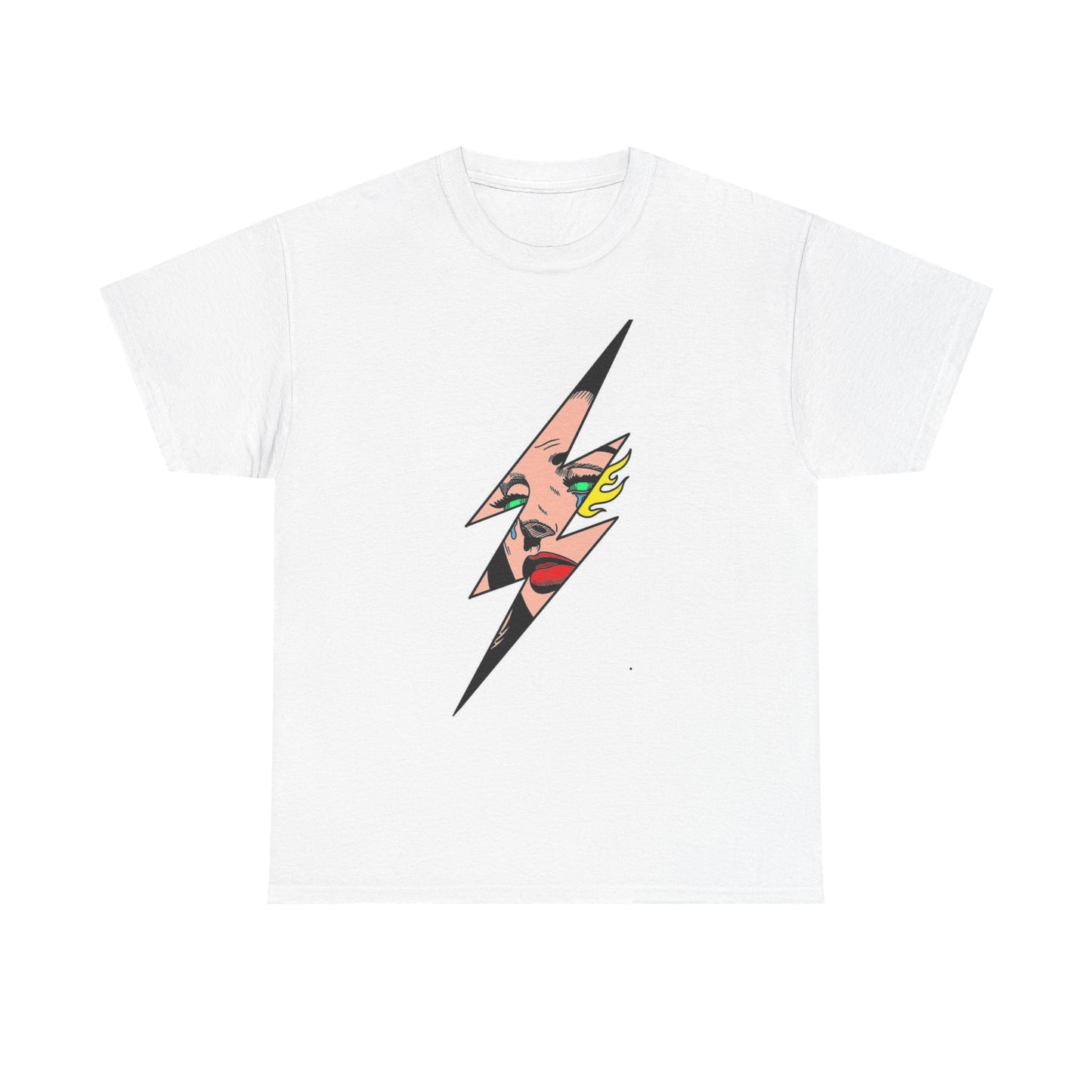 Crying Model Lightning Bolt Graphic T Shirt Unisex Heavy Cotton Tee