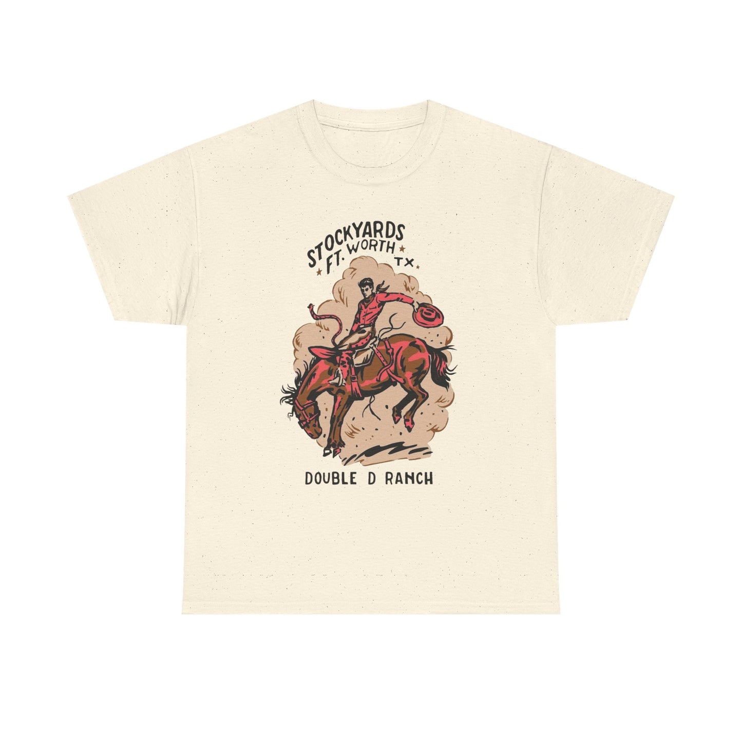 Texas Cowboy Stockyards Vintage Graphic T Shirt Unisex Heavy Cotton Tee