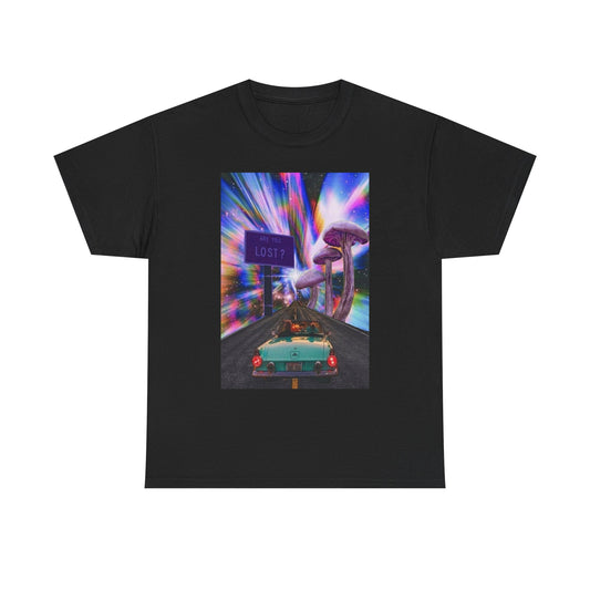 Mushroom Trippy Road Vibes T Shirt Unisex Heavy Cotton Vintage Gift NEW