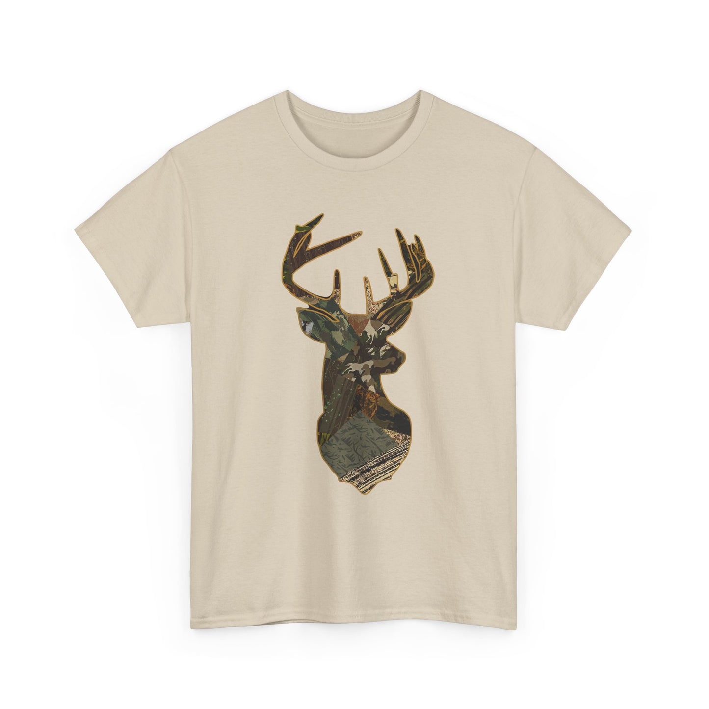 Camo Deer Buck Graphic T Shirt Unisex Heavy Cotton Tee NEW
