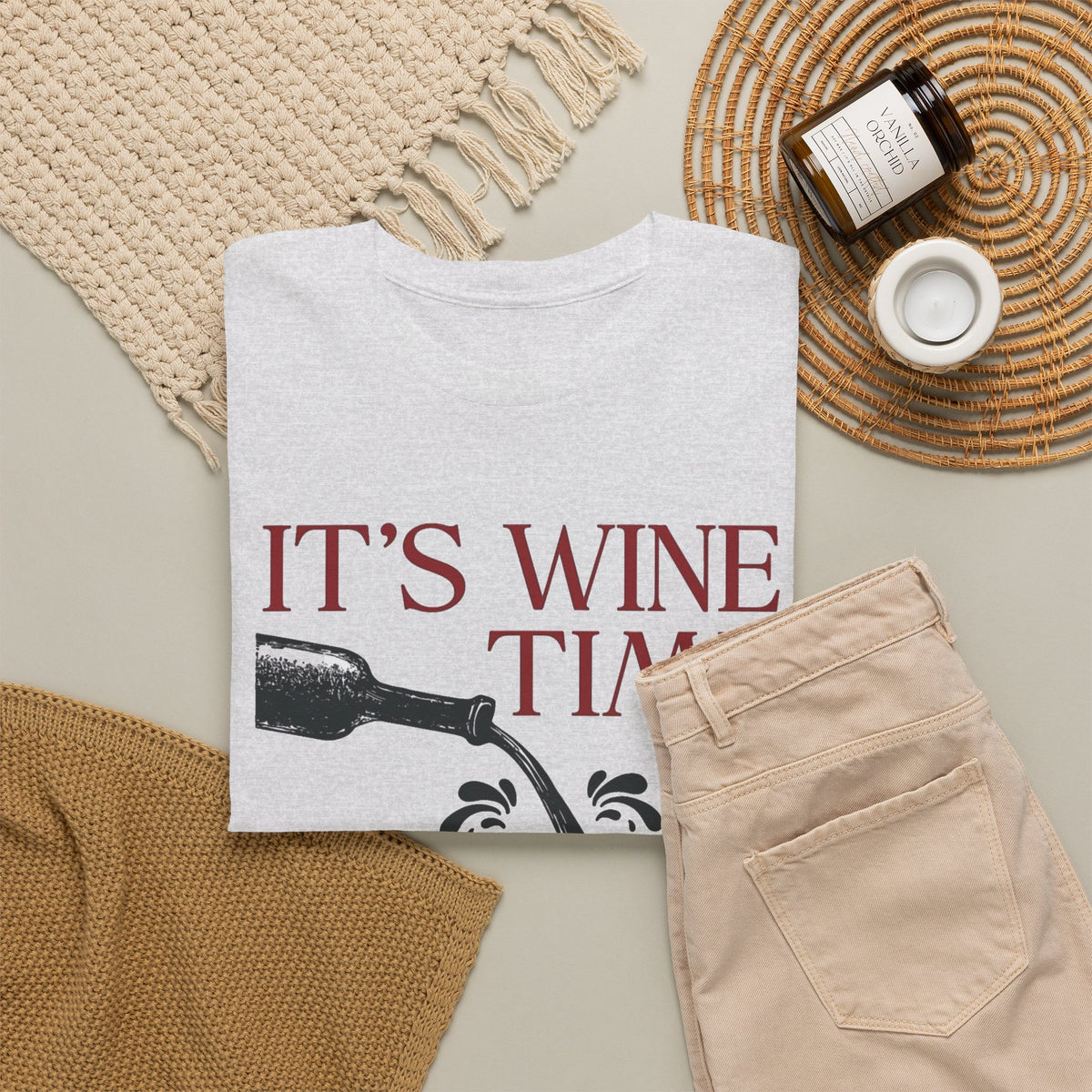 It's Wine Time Every Day T-Shirt, Wine Bottle Chessboard Design Men's Graphic Tee
