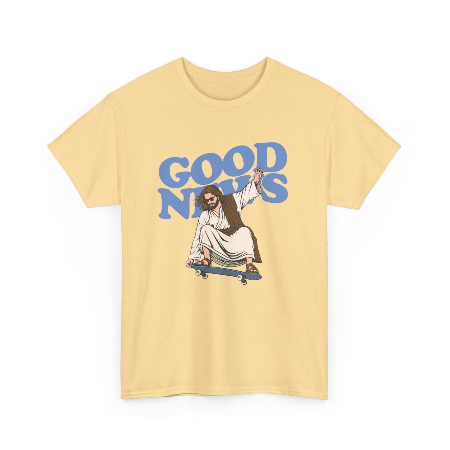 Good News Jesus Skateboarding Graphic T Shirt Men's Heavy Cotton Tee - Quality - Modern True to Size