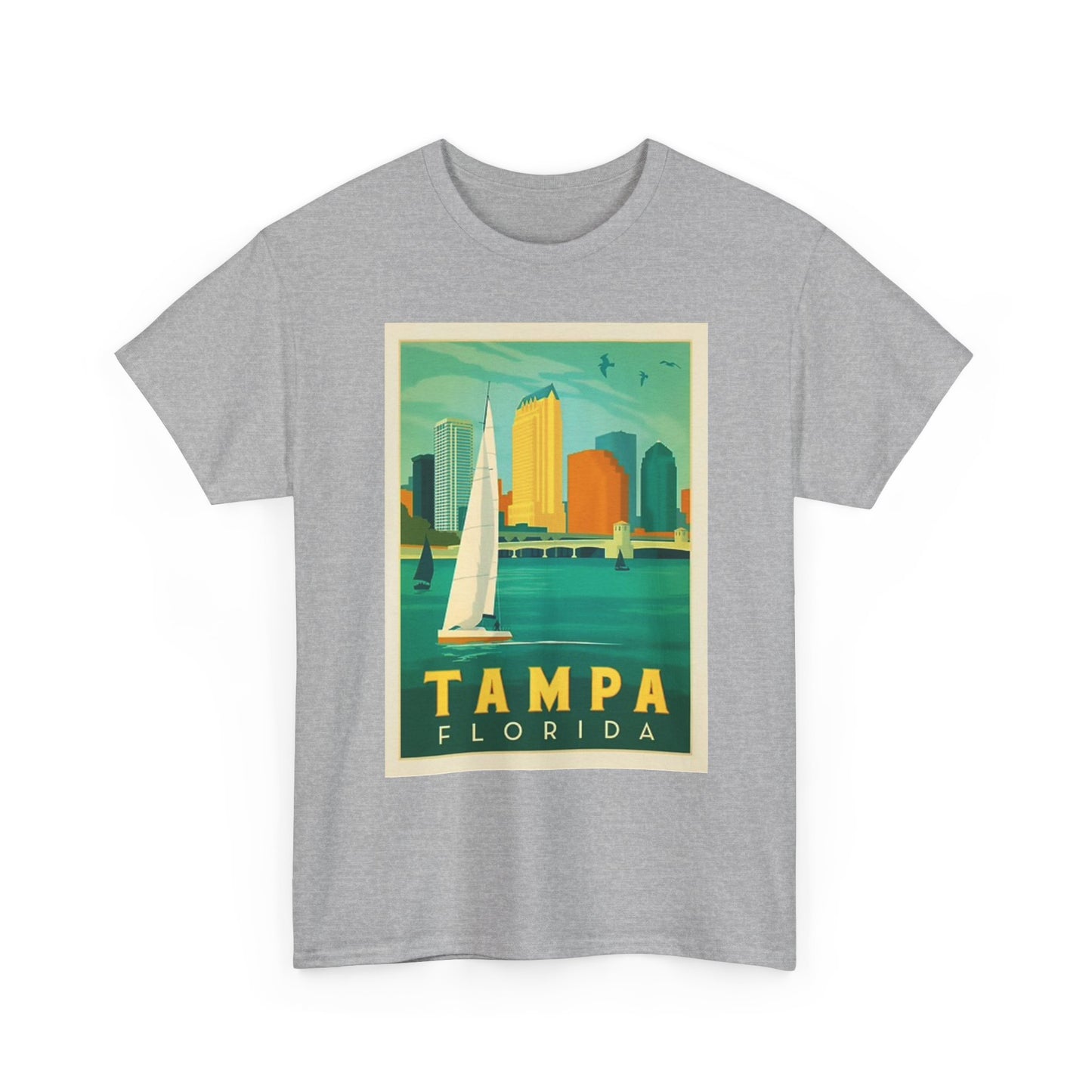 Tampa Florida Graphic T Shirt Vintage Sailing Beach Unisex Heavy Cotton Tee