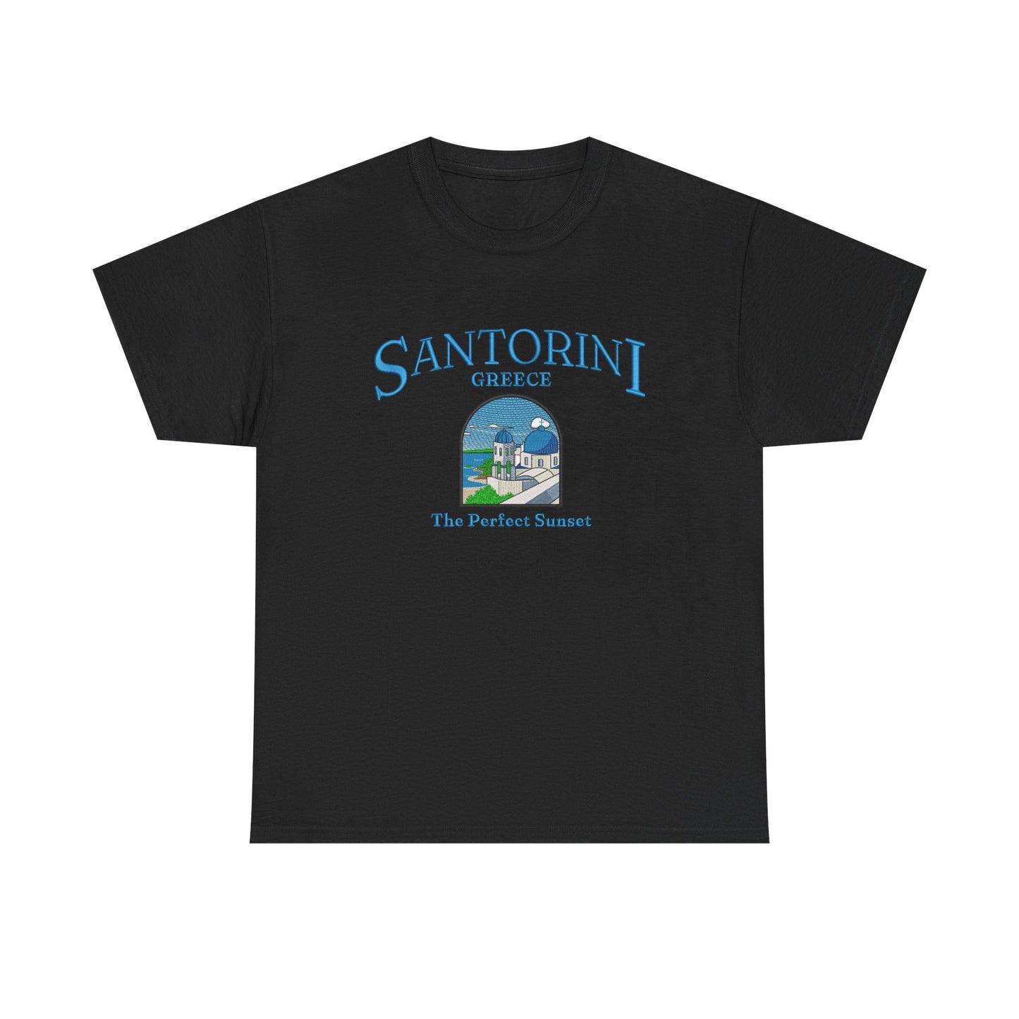 Santorini Greece Graphic T Shirt NEW Unisex Heavy Cotton Tee