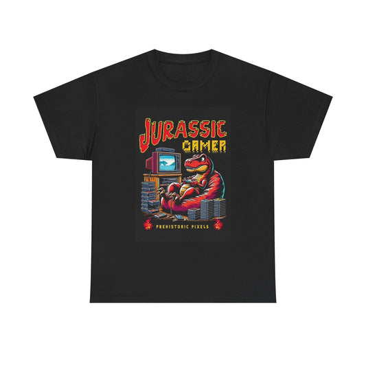 Jurassic Gamer Graphic T Shirt Retro Video Games Cartoons Unisex Heavy Cotton
