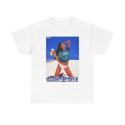 Asahi Beer Graphic T Shirt Retro Poster Bikini Unisex Heavy Cotton Tee