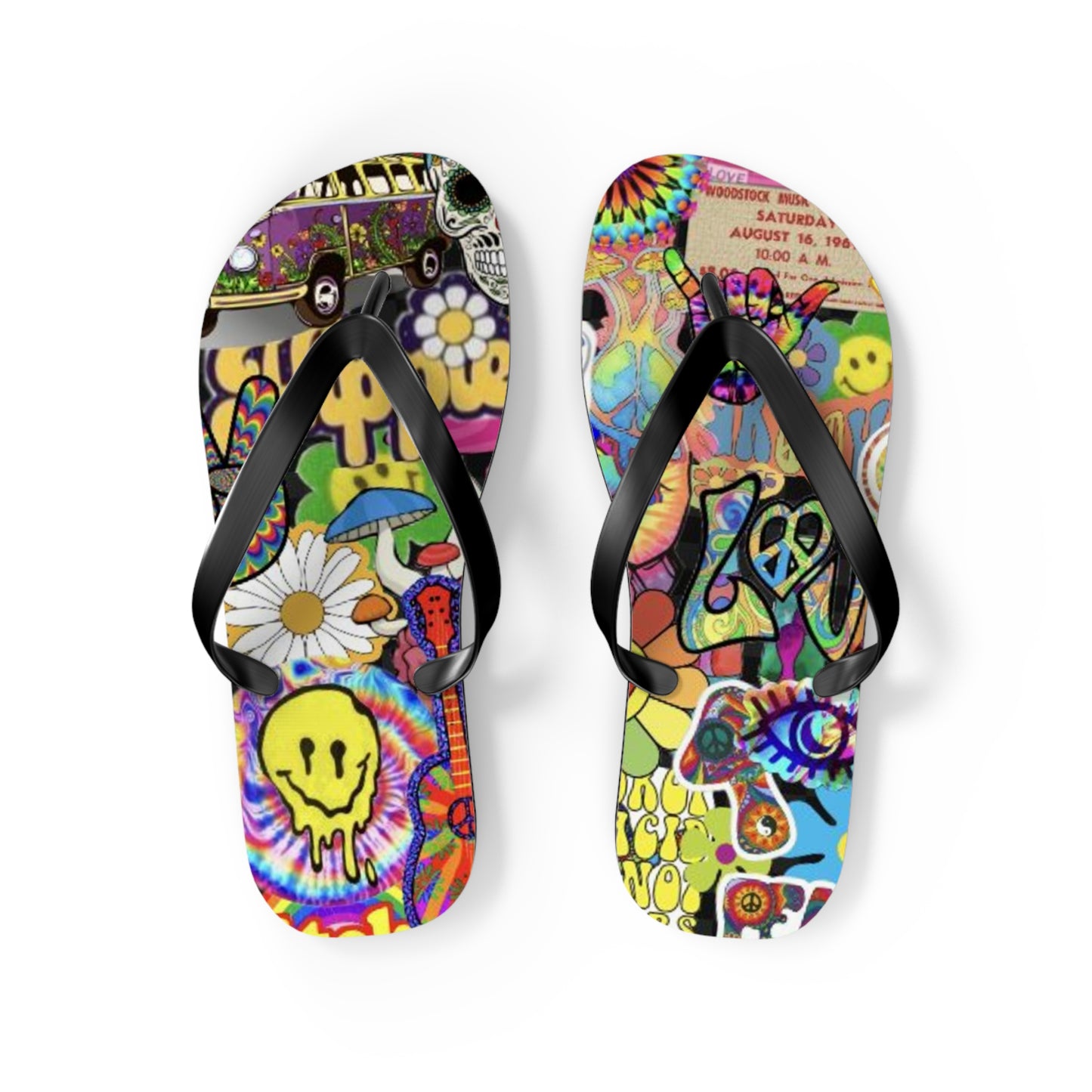 Hippy Trippy Vibes Beach Sandals, Slides for Summer, Flip Flops, Water Resistant