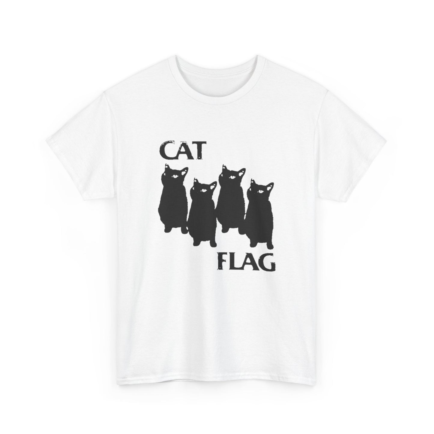 Cat Flag Funny Retro Graphic T Shirt Unisex Heavy Cotton Tee