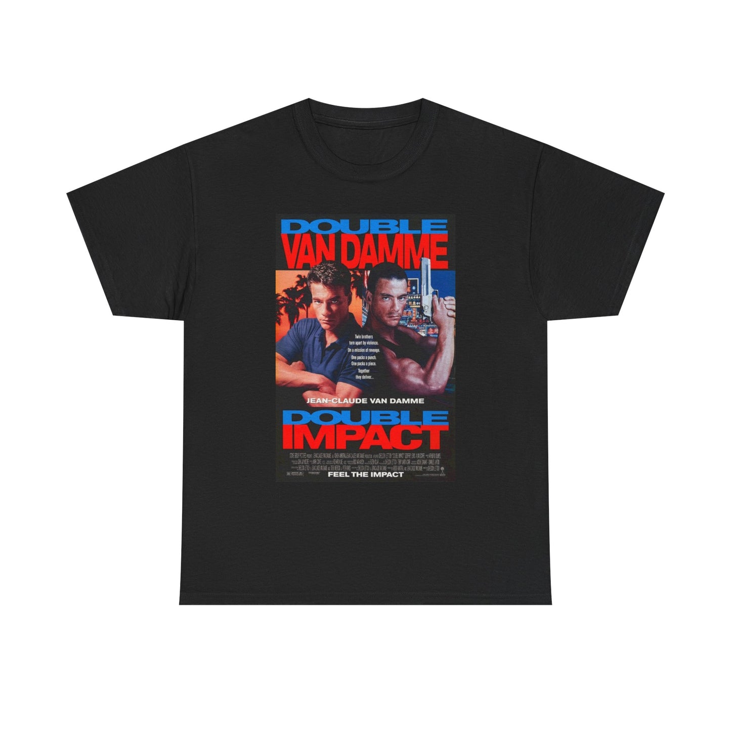 Double Impact Van Damme Graphic T Shirt Movie Poster Unisex Heavy Cotton Tee