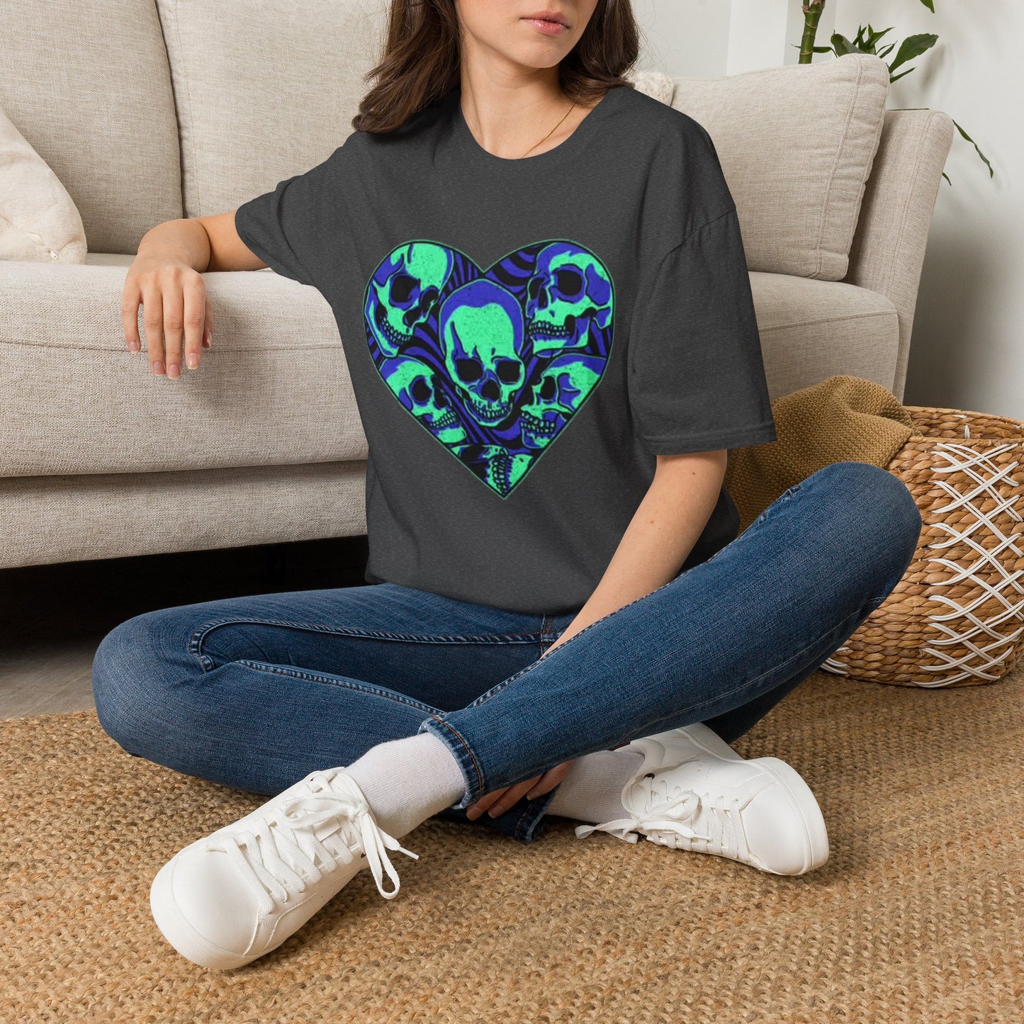 Death Heart Graphic T Shirt Retro Skeleton Unisex Softstyle T-Shirt