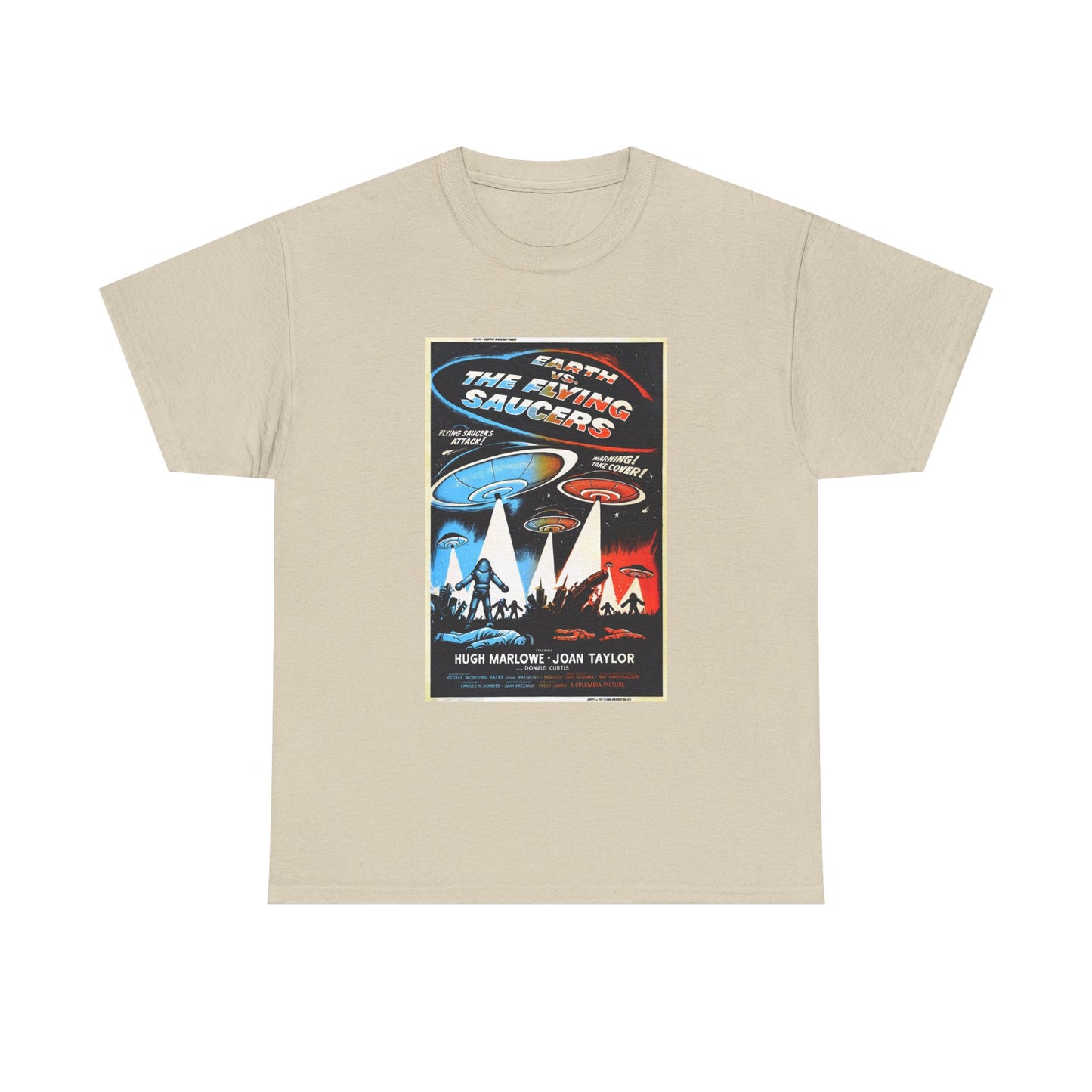Earth vs Flying Saucers Tshirt Vintage Movie Poster Unisex Heavy Cotton Tee