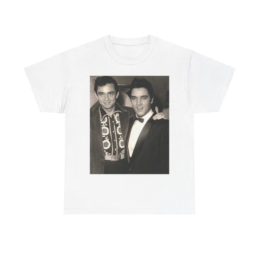 Elvis And Johnny cash shirt vintage graphic art black and white Heavy Cotton