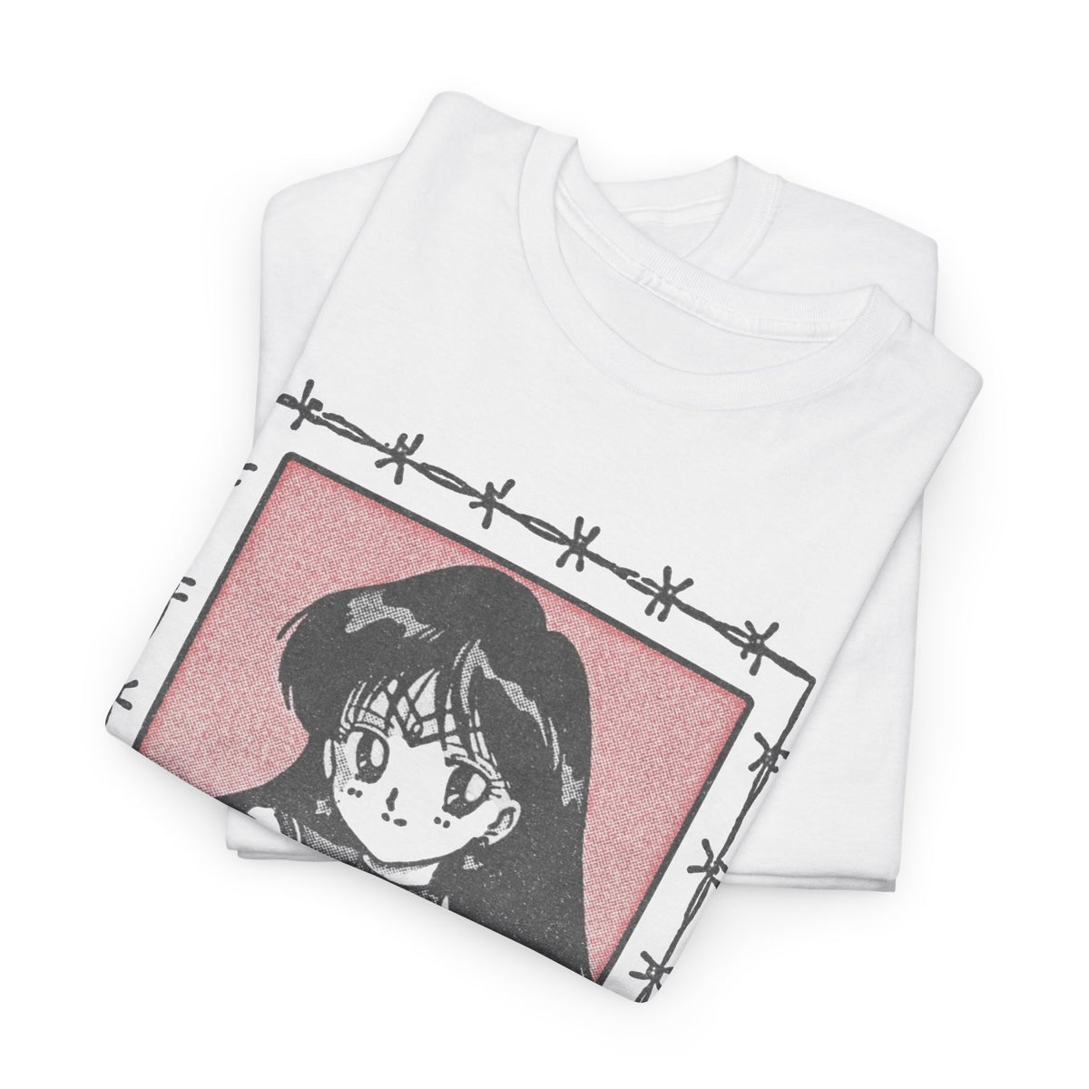 Gothic Anime Girl Barbed Wire Frame T-Shirt Men's Graphic Tee