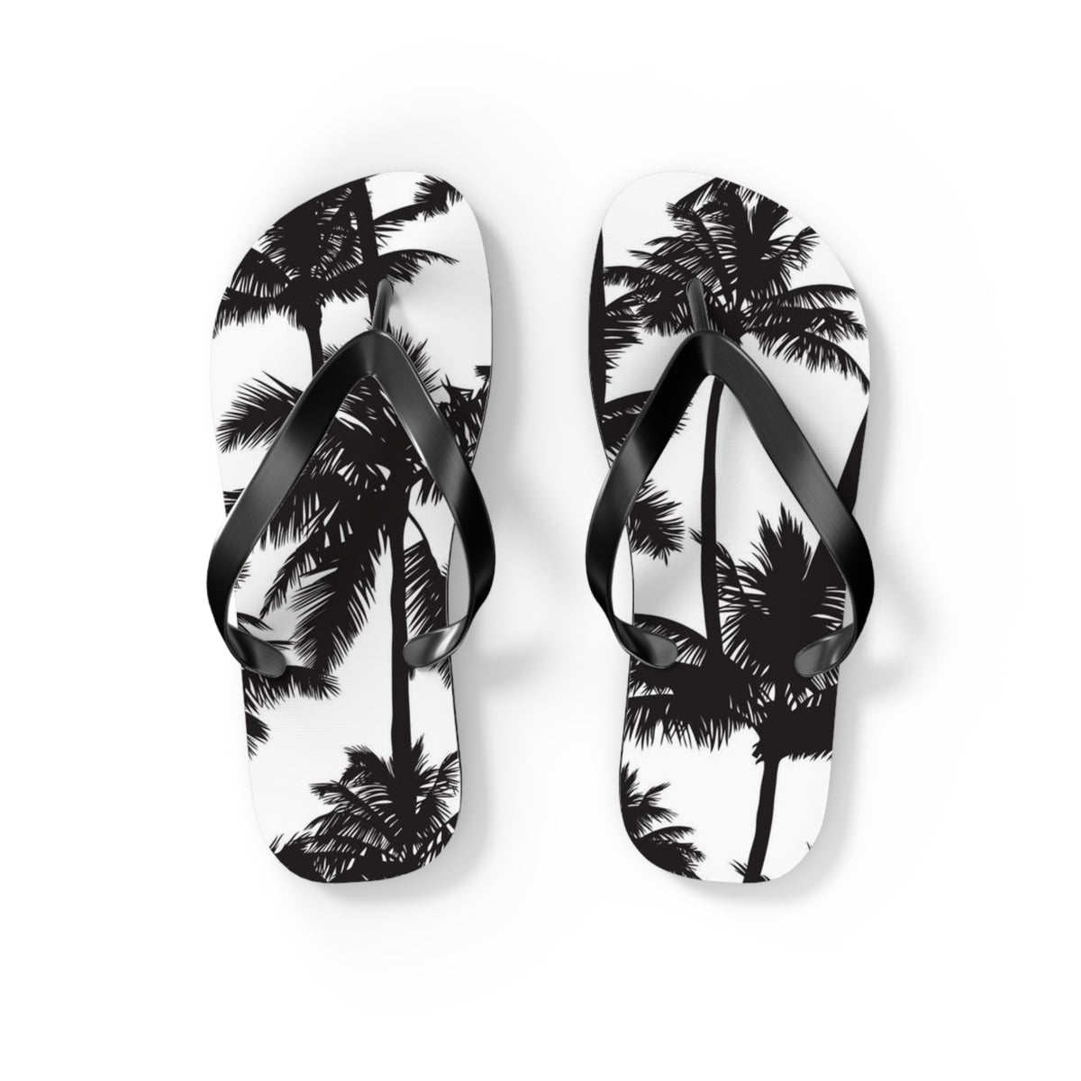 Black And White Palm Trees Sandals Summer Flip Flops Slides BRAND NEW