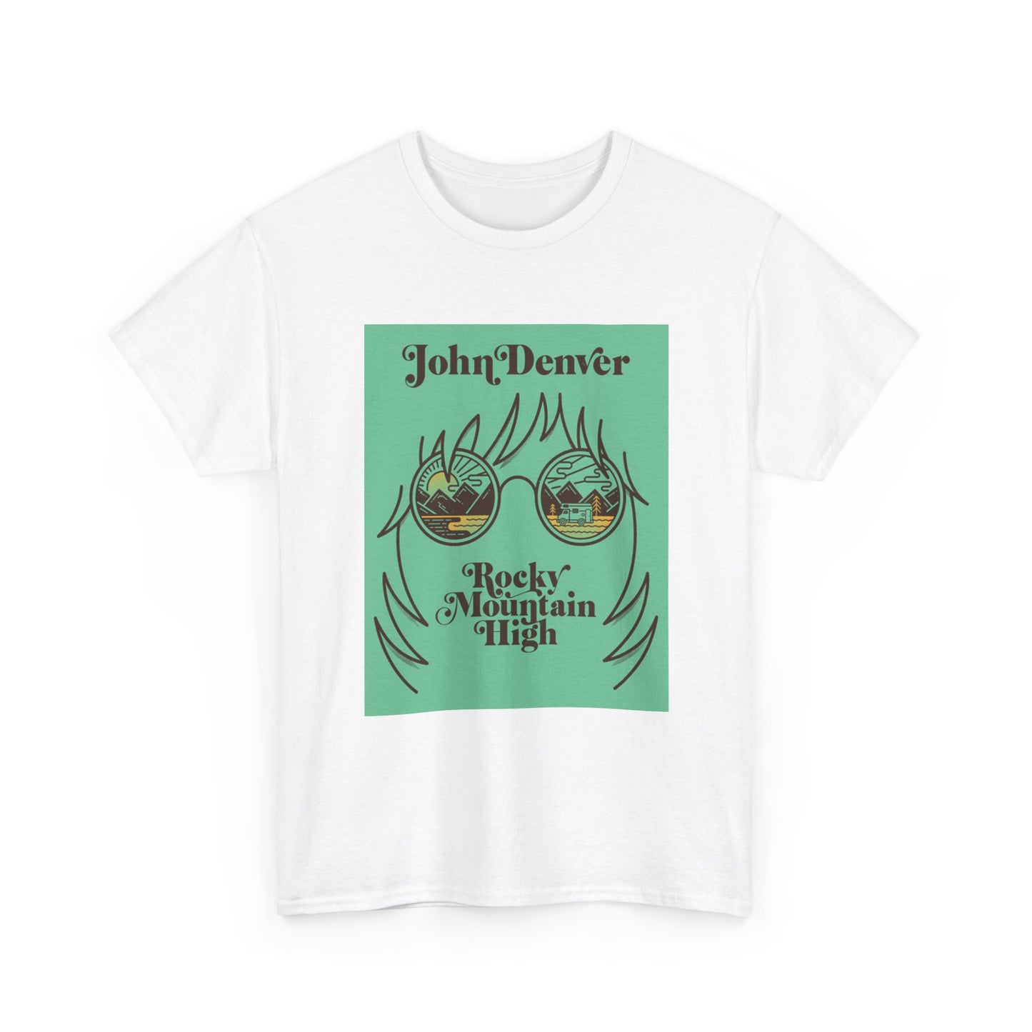 John Denver Tshirt Country Roads Poster Retro Unisex Heavy Cotton Tee
