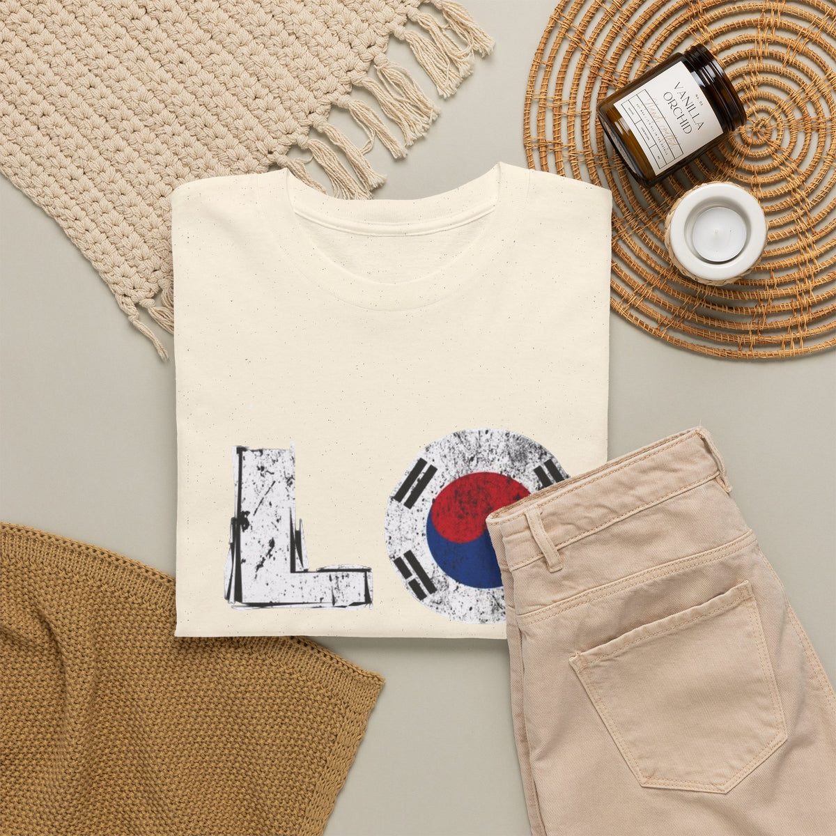 Love South Korea Graphic T Shirt Men's Heavy Cotton Tee