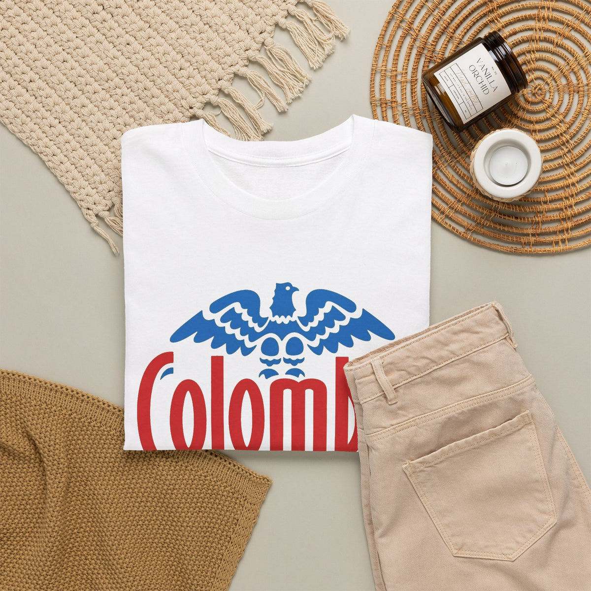 Colombia Graphic T Shirt Men's Travel Vintage Heavy Cotton Tee