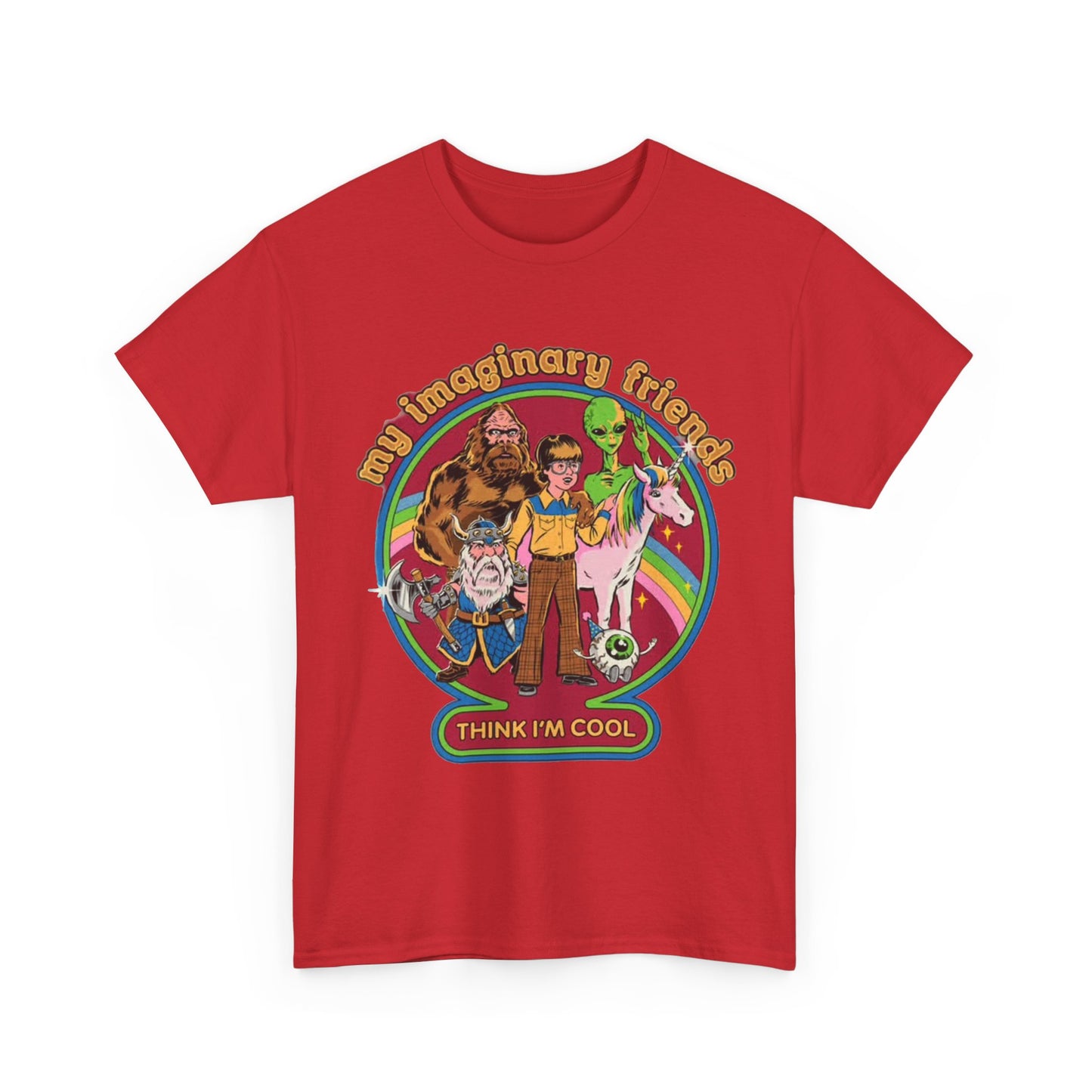 Imaginary Friends Tshirt Funny Aliens 80s retro Art Unisex Heavy Cotton Tee