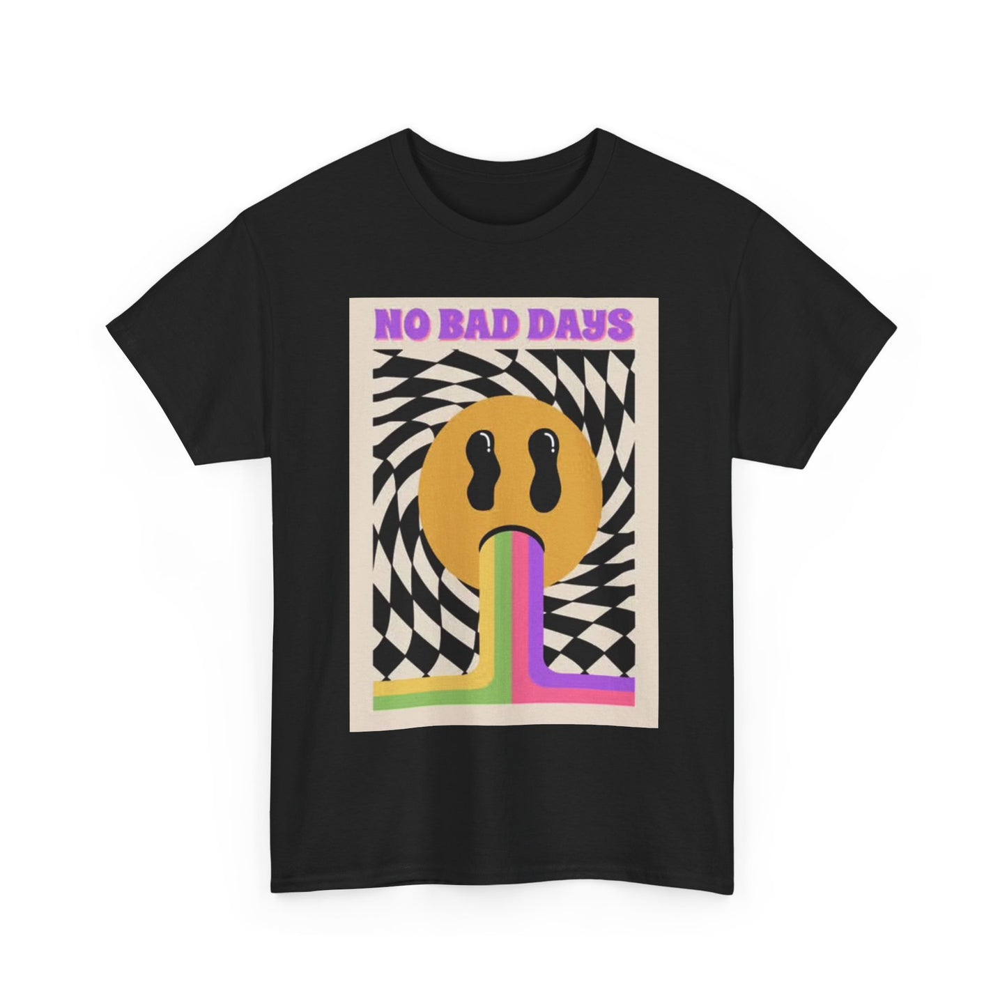 No Bad Days T Shirt Neon Trippy Poster Graphic Unisex Heavy Cotton Tee