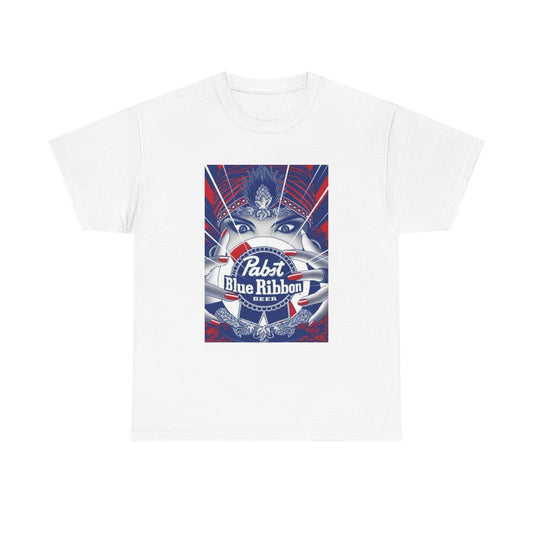 Pabst Blue Ribbon Tshirt Vintage Poster Beer American Unisex Heavy Ad