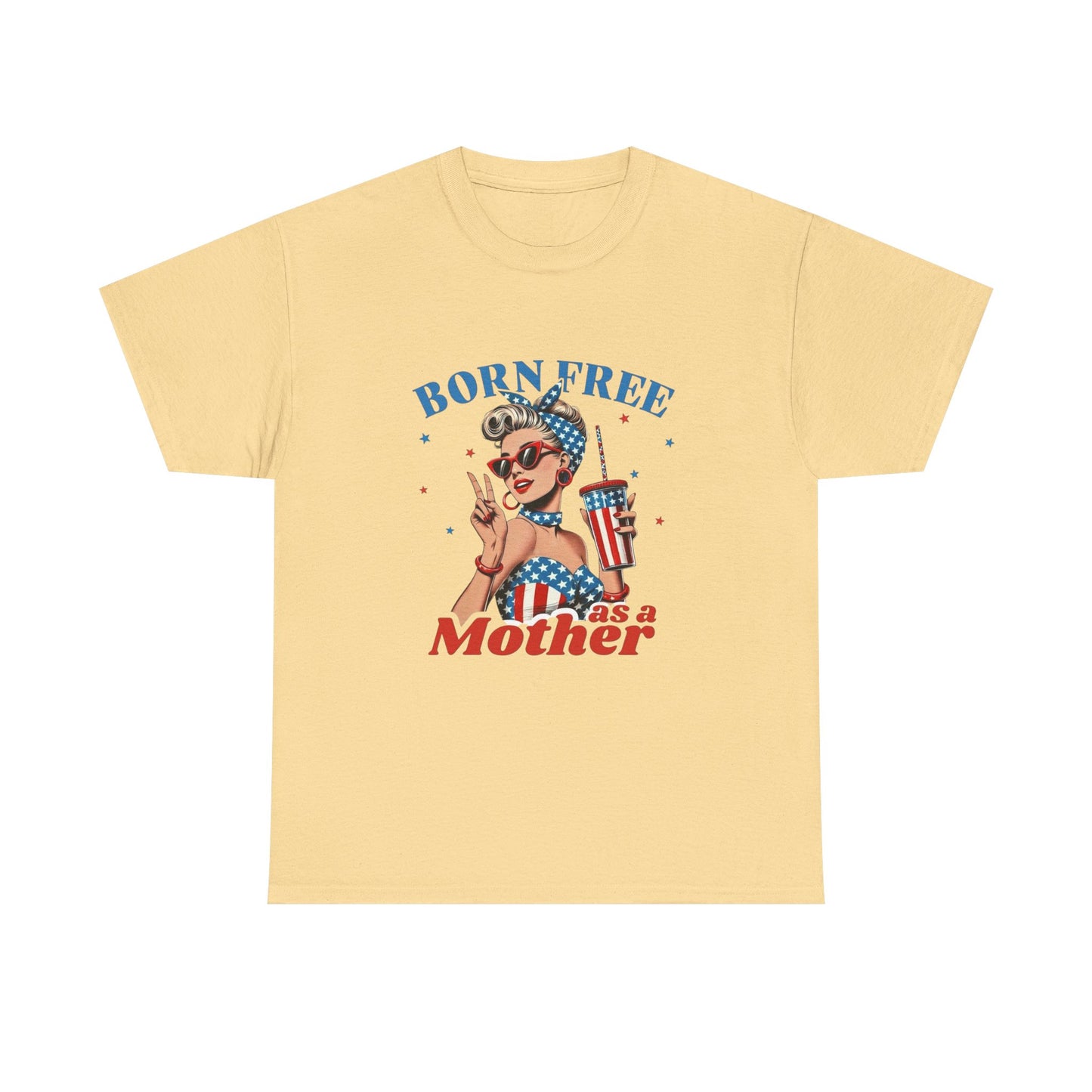 Born Free As A Mother Graphic T Shirt Unisex Heavy Cotton Tee Gift Vintage
