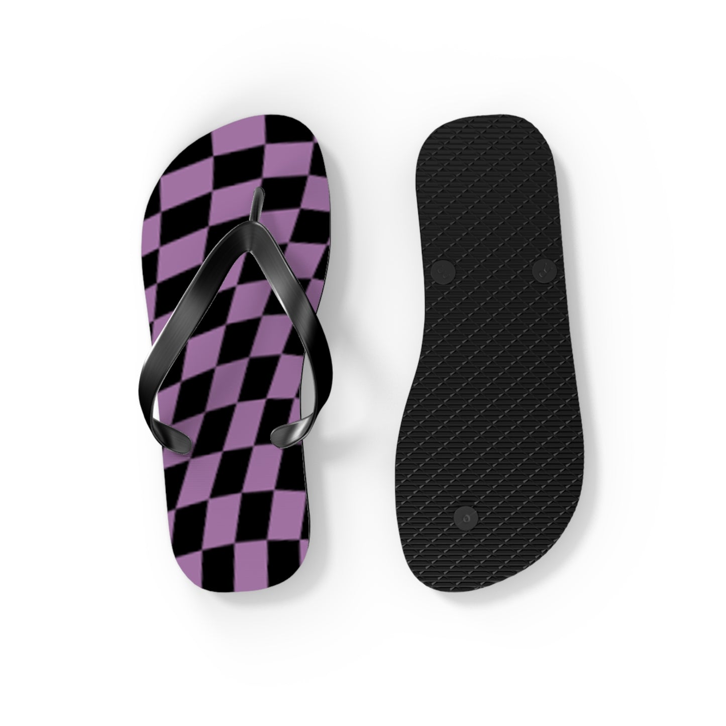 Purple Checkered Sandals, Beach Shoes, Vacation Flip Flops, Pool Slides