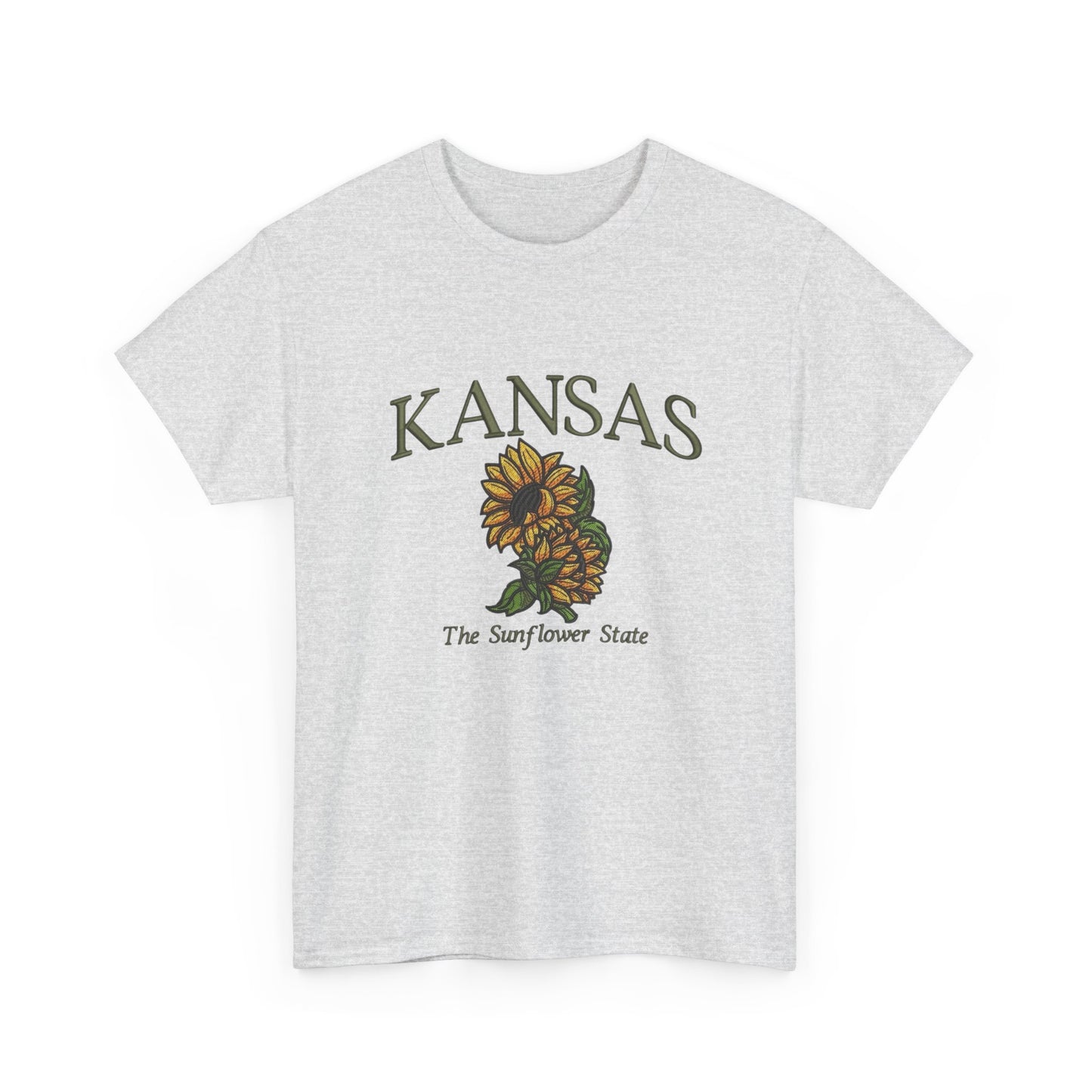 Kansas The Sunflower State Graphic T Shirt NEW Unisex Heavy Cotton Tee