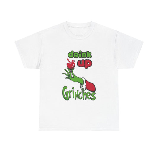 Drink Up Grinches Tshirt Funny Christmas Holidays Unisex Heavy Cotton Tee