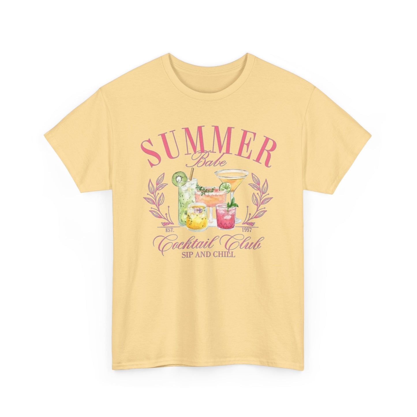 Summer Babe Cocktail Club Graphic T Shirt NEW Unisex Heavy Cotton Tee