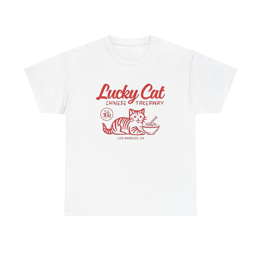 Lucky Cat Chinese Takeaway Graphic T Shirt NEW ADULT TEE Cotton