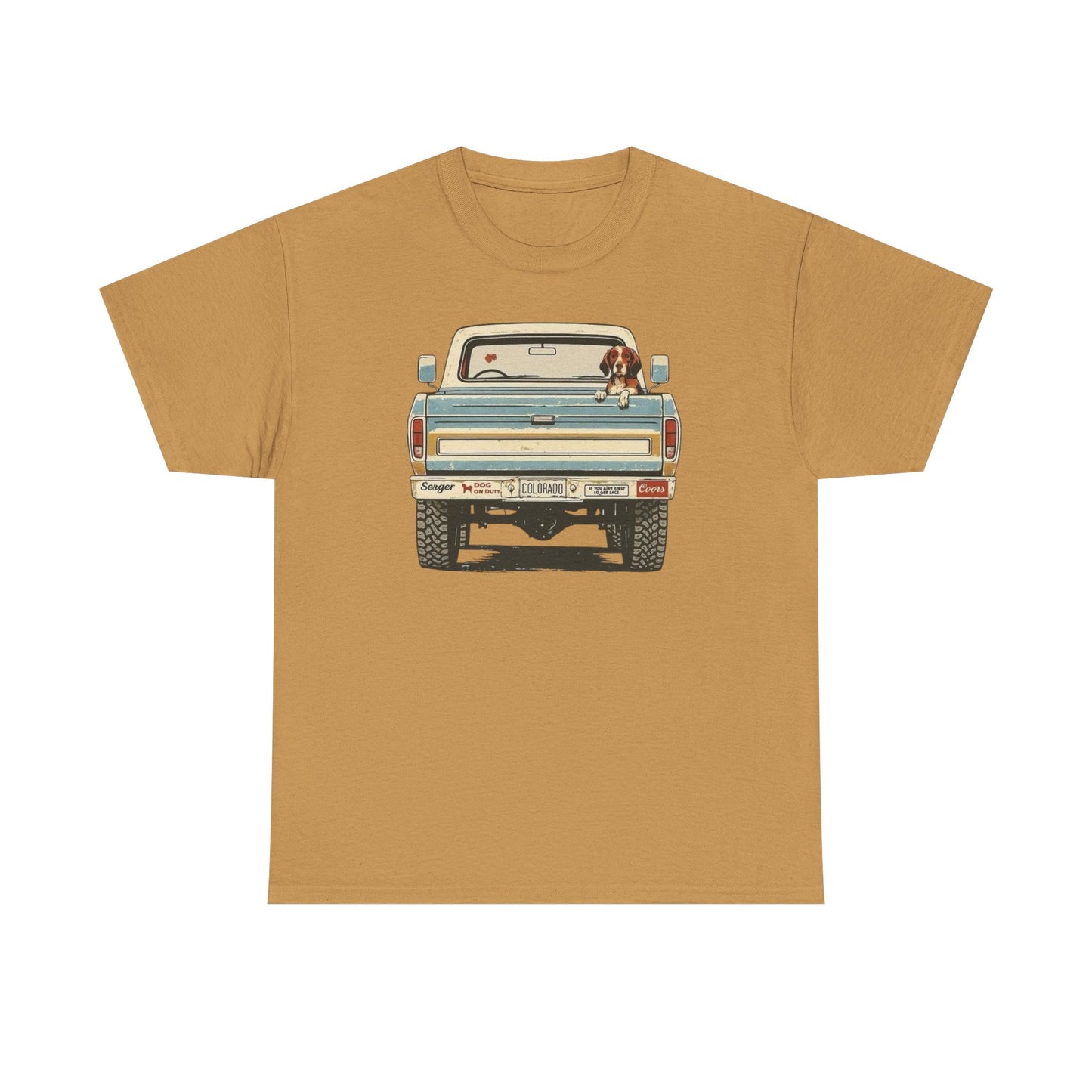 Mans Best Friend In Pickup Truck USA Graphic T Shirt NEW Unisex Heavy Cotton Tee