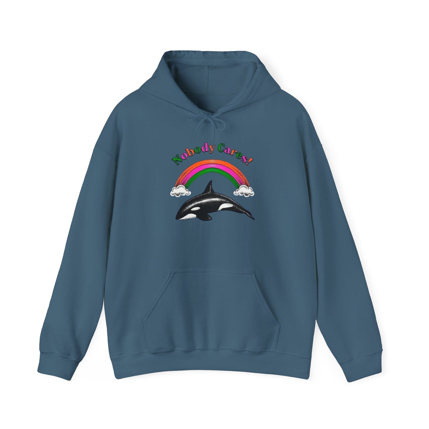 No Body Cares Whale Graphic Hoodie Unisex Heavy Blend™ Hooded Sweatshirt
