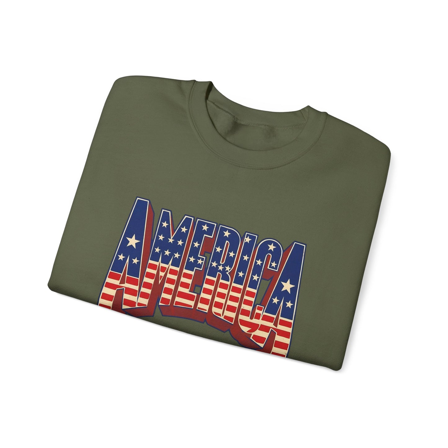 America Graphic USA Retro Sweater NEW Unisex Heavy Blend™ Crewneck Sweatshirt