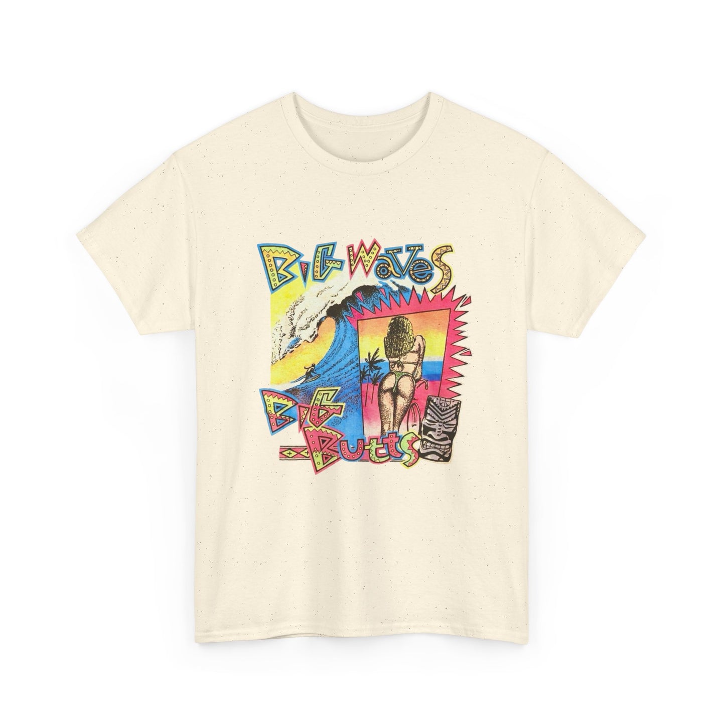 Big Waves Big Asses Vintage Surfing Graphic T Shirt NEW Unisex Heavy Cotton Tee