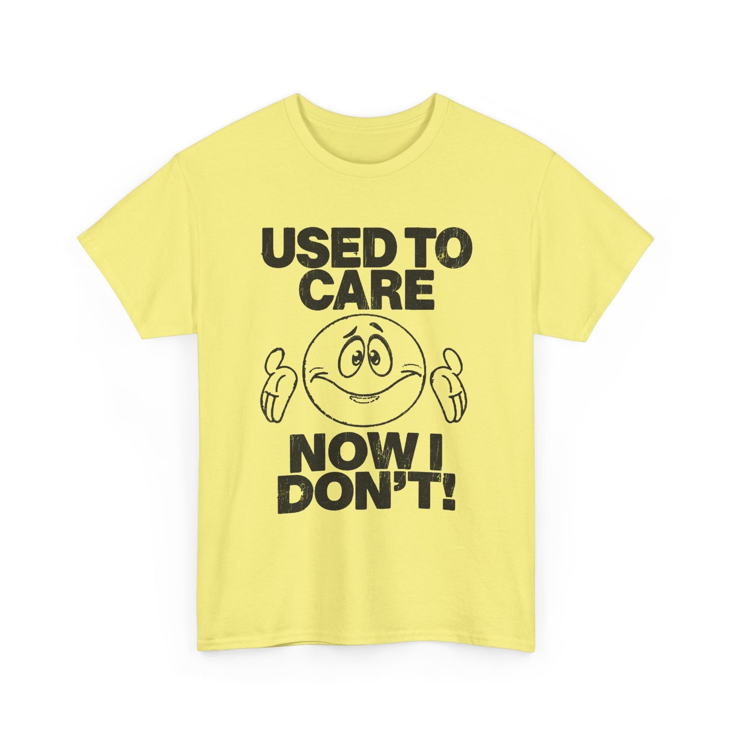 Used To Care Now I Don't Graphic T Shirt Men's Heavy Cotton Tee Funny Retro