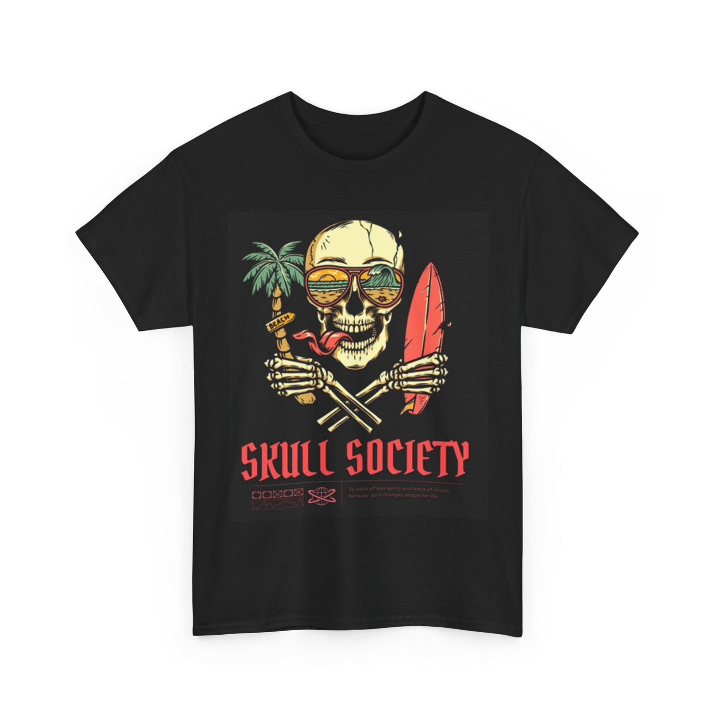 Skull Society Shirt Vintage Surfing Graphic Beach Unisex Heavy Cotton Tee