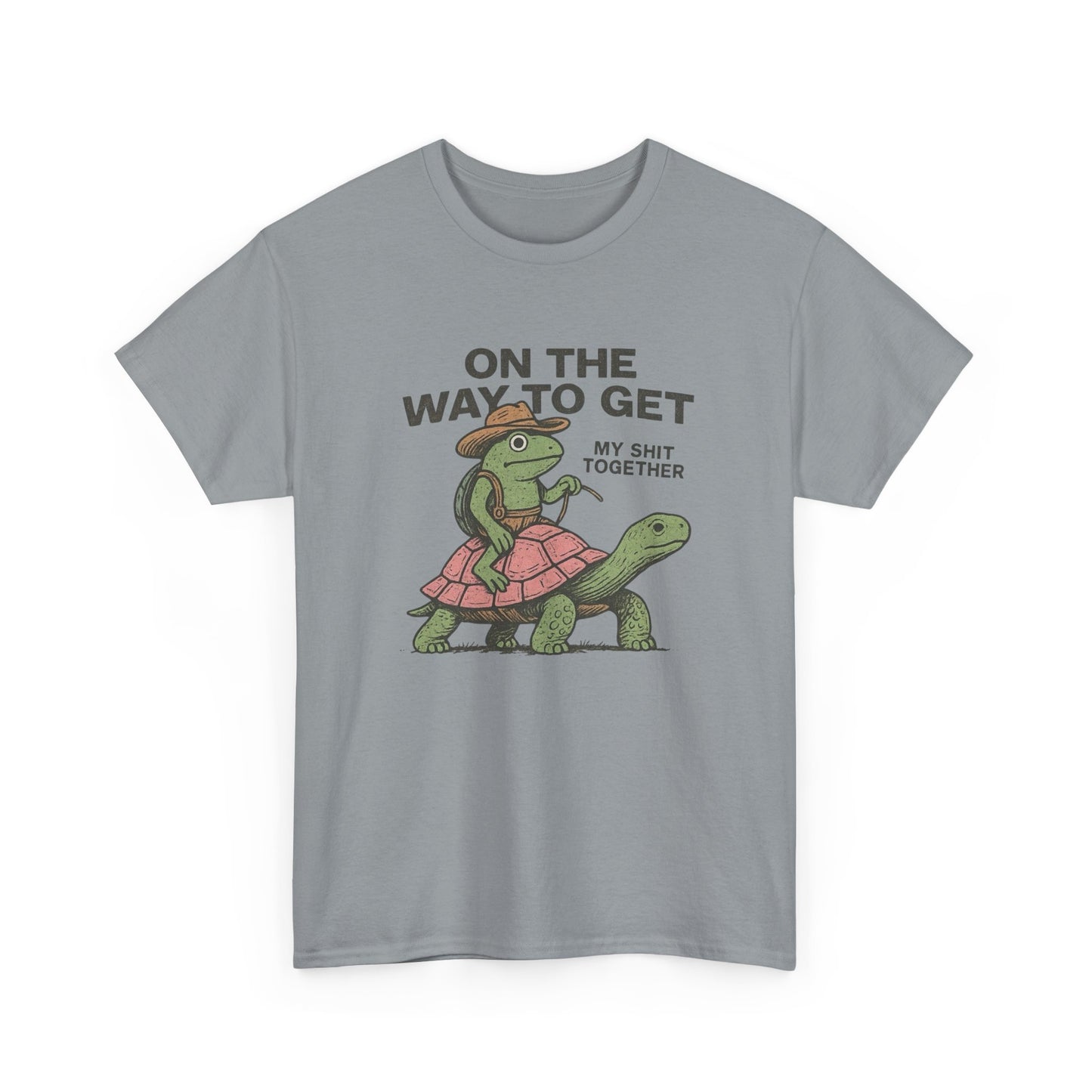 On My Way To Get It Together Funny Frog Cowboy Graphic T Shirt Tee Retro Gift