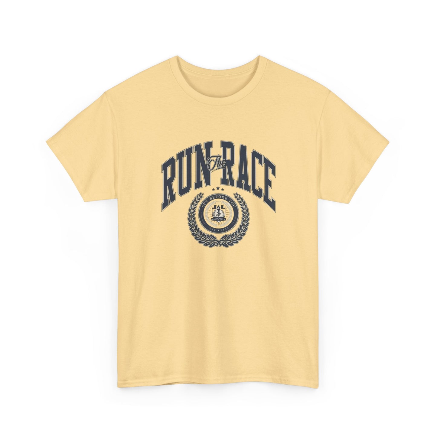 Run The Race Graphic T Shirt NEW Unisex Heavy Cotton Tee