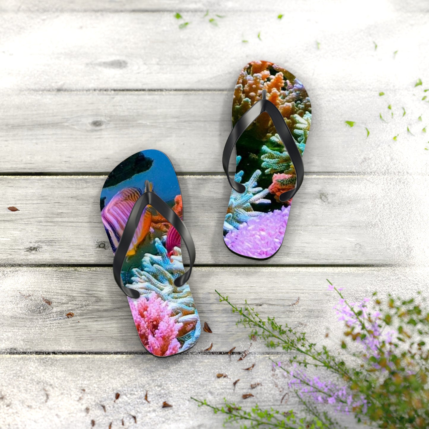 Coral Reef Summer Sandals, Beach Shoes, Vacation Flip Flops, Pool Slides