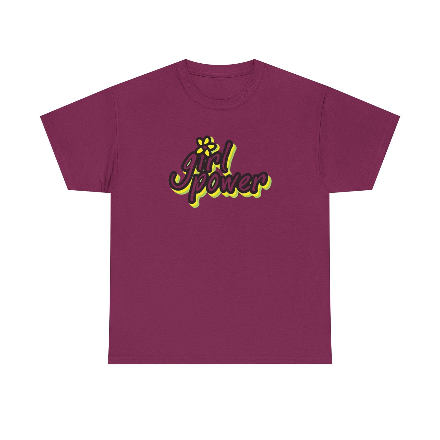 Girl Power Graphic T Shirt Girly Tee Retro Flower Power Unisex Heavy Cotton Tee