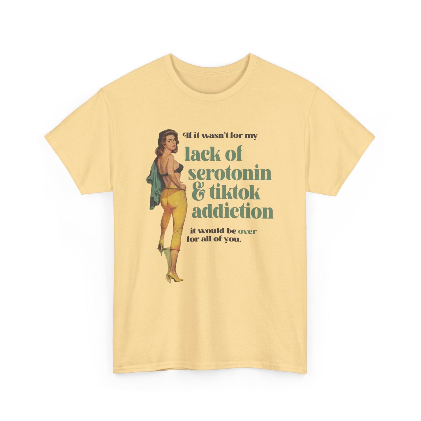 Lack Of Serotonin And Tik Tok Addiction Graphic T-Shirt Women's Comfy Cotton Tee