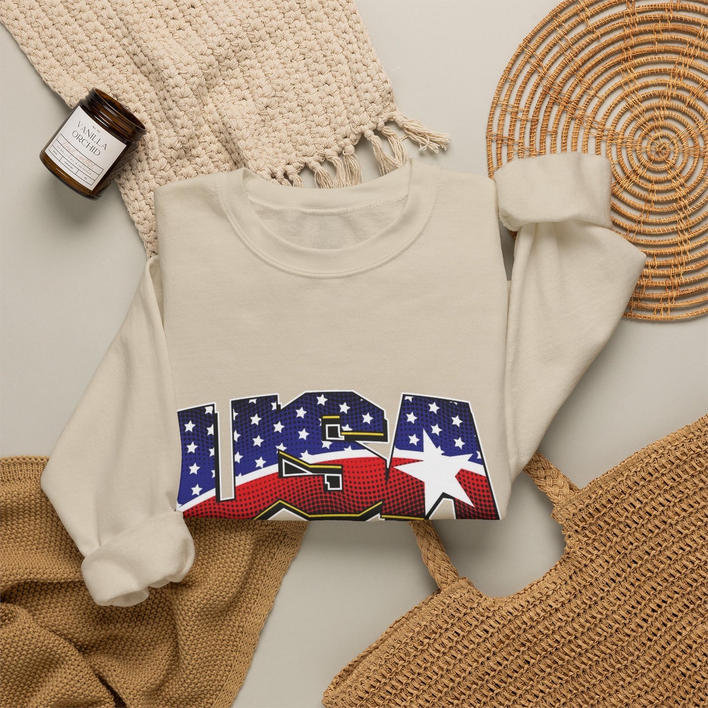 USA American Flag Sweater NEW Unisex Heavy Blend™ Crewneck Sweatshirt