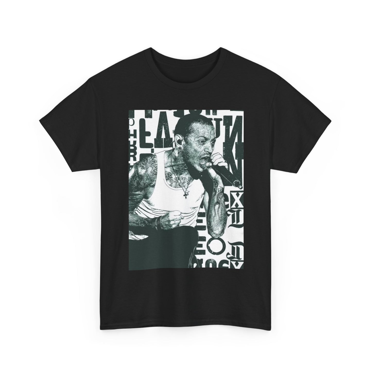 Chester Bennington TShirt Singing LP Stage Art Unisex Heavy Cotton Tee