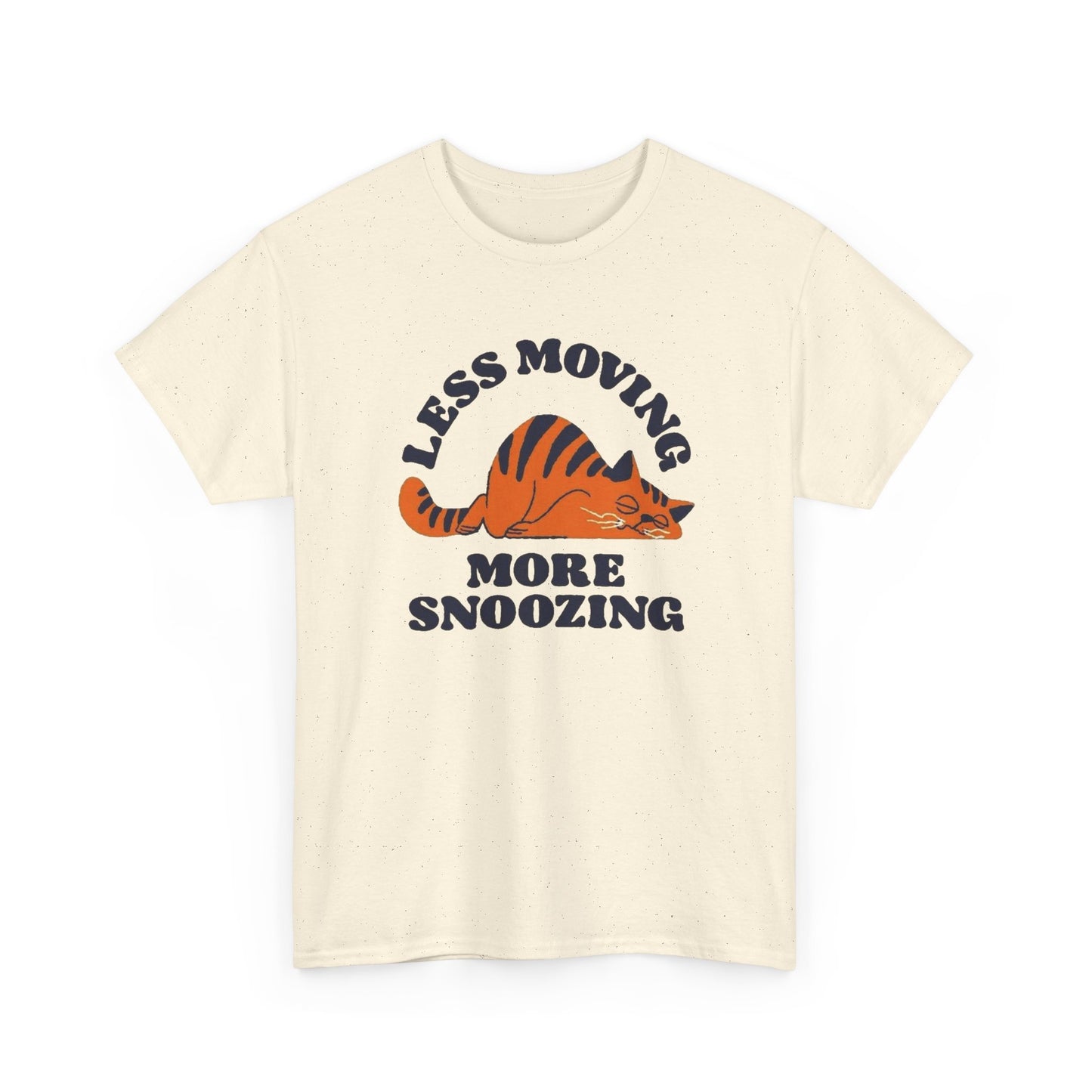 Less Moving More Snoozing Funny Cat Graphic T Shirt Men's Heavy Cotton Tee
